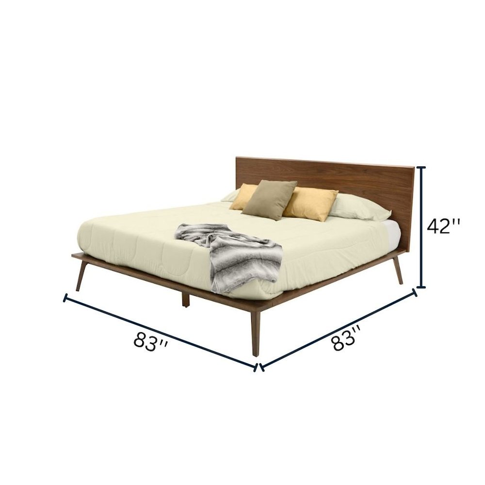 Eastern King Solid Wood Bed Frame, Mid Century Modern King Bed In Walnut