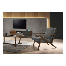 Candea - Mid-Century Walnut and Grey Accent Chair
