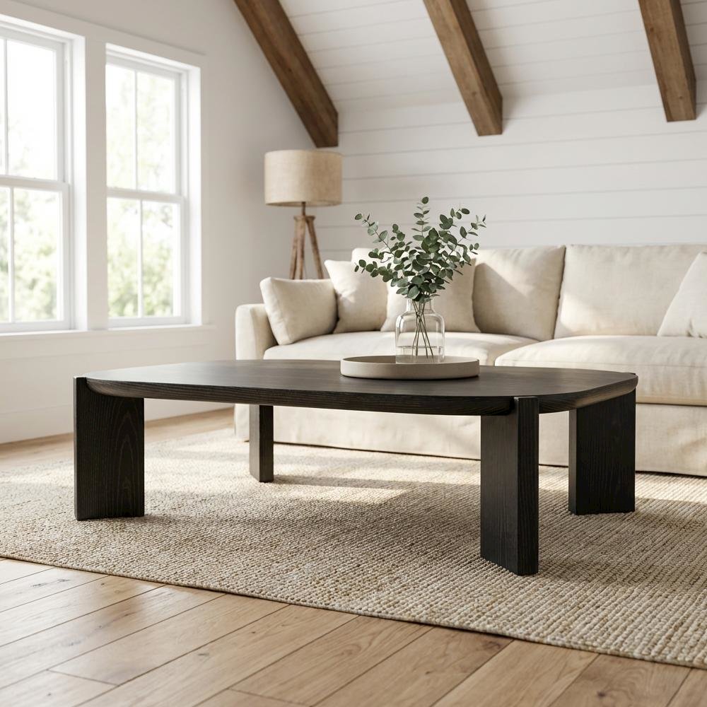 Brown Square Coffee Table with Solid and Manufactured Wood Top Durable Design