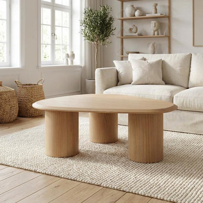 Veneer Coffee Table with Solid and Manufactured Wood Construction Oak Finish