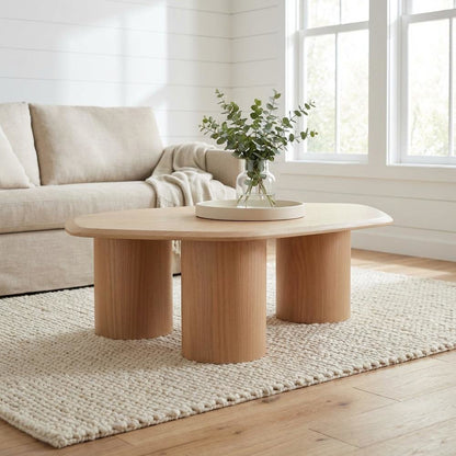Veneer Coffee Table in White Oak with Solid and Manufactured Wood Construction