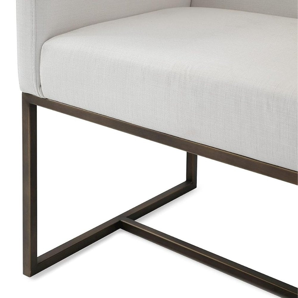Off White Antique Dining Armchair With Low Back And Modern Design