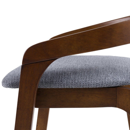 Modrest Vougler - Modern Grey Fabric + Walnut Counter Chair (Set of 2)