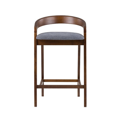 Modrest Vougler - Modern Grey Fabric + Walnut Counter Chair (Set of 2)
