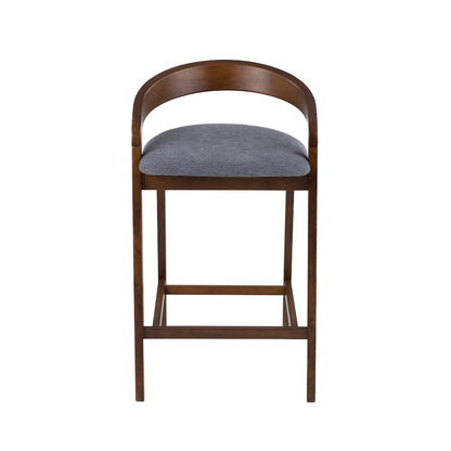 Modrest Vougler - Modern Grey Fabric + Walnut Counter Chair (Set of 2)