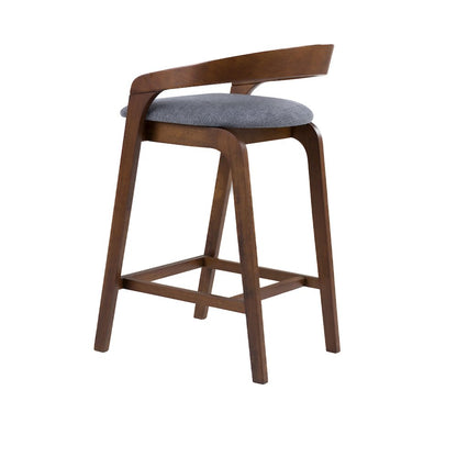 Modrest Vougler - Modern Grey Fabric + Walnut Counter Chair (Set of 2)
