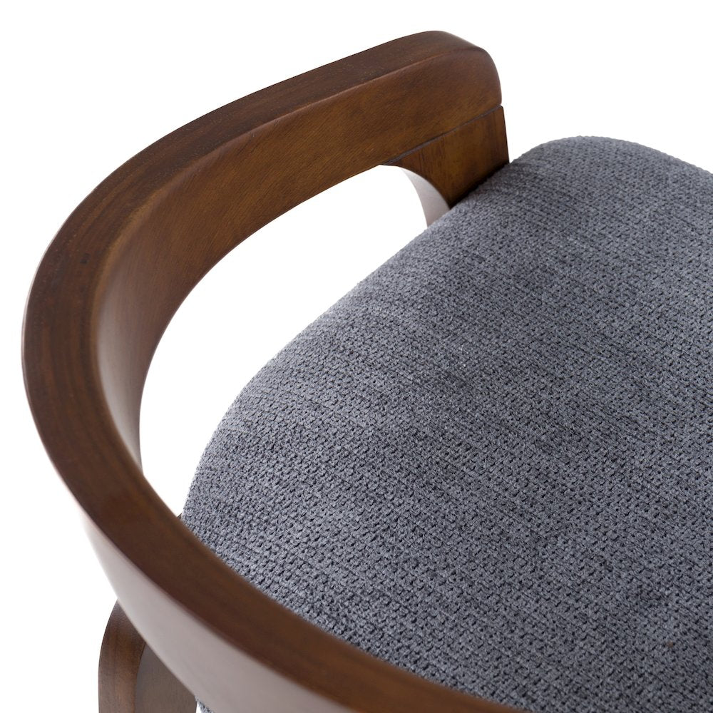 Modrest Vougler - Modern Grey Fabric + Walnut Counter Chair (Set of 2)