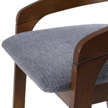 Modrest Vougler - Modern Grey Fabric + Walnut Counter Chair (Set of 2)