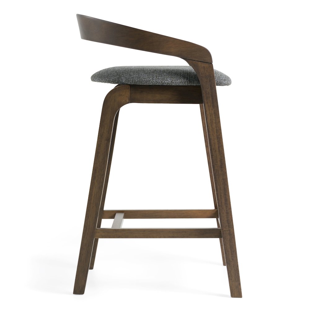 Modrest Vougler - Modern Grey Fabric + Wenge Counter Chair (Set of 2)