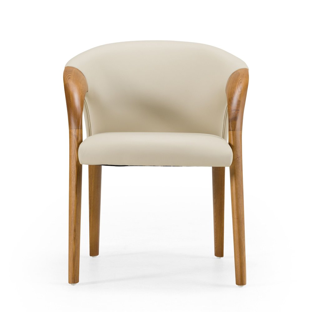 Modrest Wynetta Mid-Century Modern Grey Vegan Leather + Walnut Dining Chair