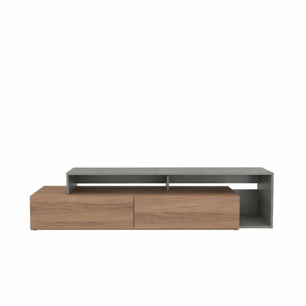 72-Inch Tv Stand With 2 Drawers, Nutmeg & Greige
