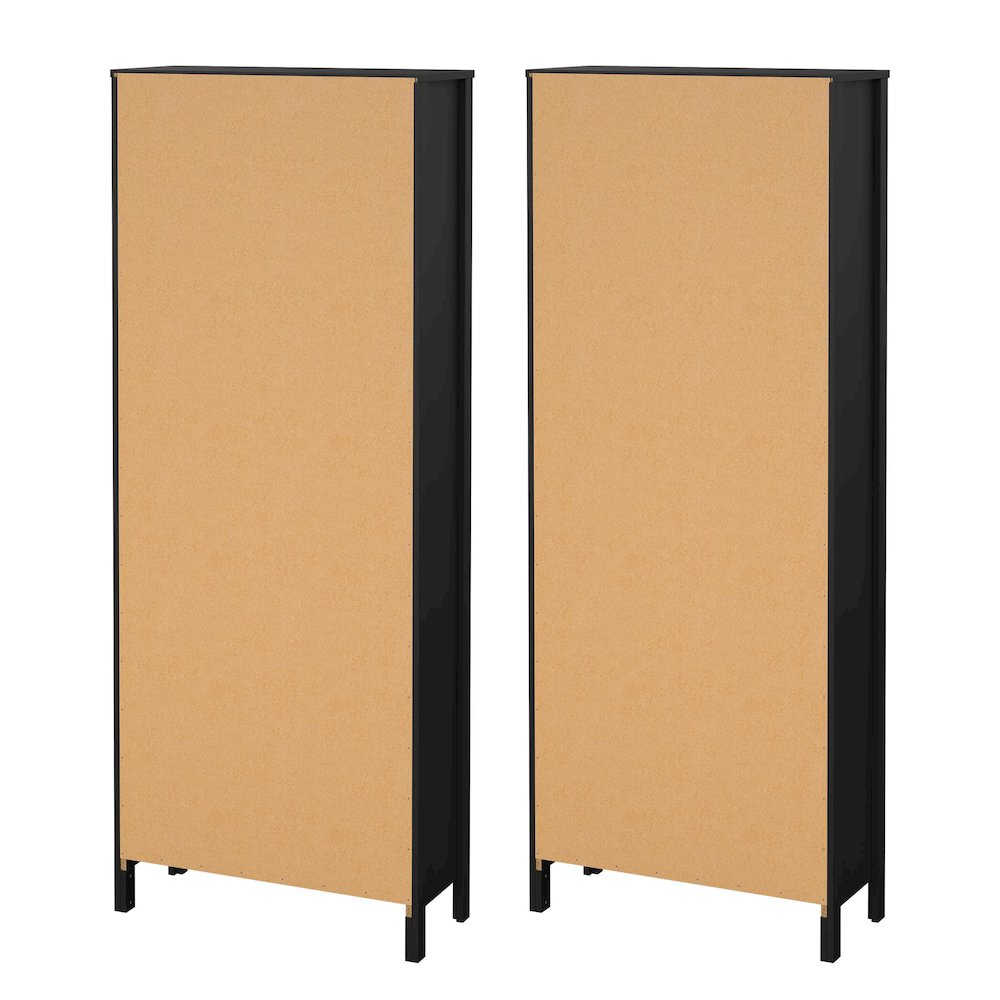 Madrid 2-Piece Tall Bookcase Set for Full Wall Storage, Matte Black