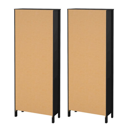 Madrid 2-Piece Tall Bookcase Set for Full Wall Storage, Matte Black