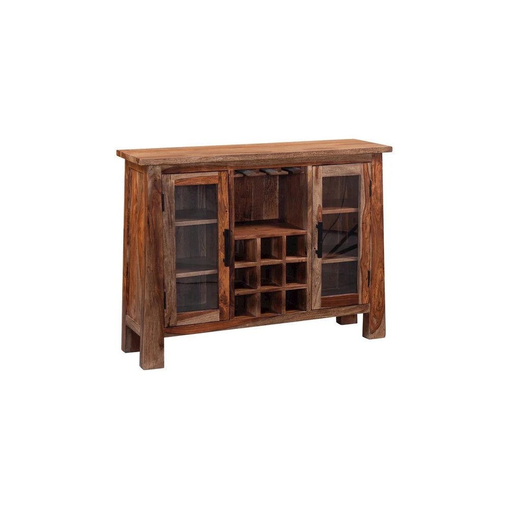Kalispell Solid Sheesham Wood Bar Cabinet, Brown