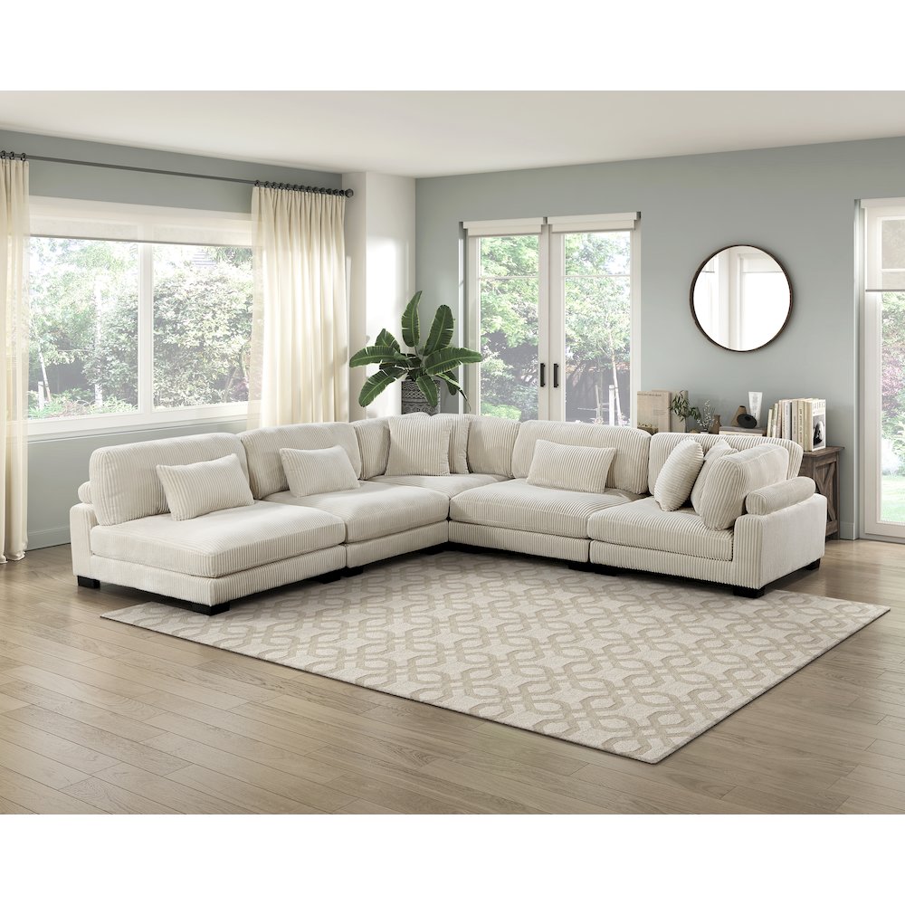 Traverse Corduroy 5-Piece Modular Sectional in Beige