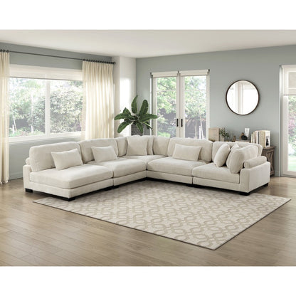 Traverse Corduroy 5-Piece Modular Sectional in Beige