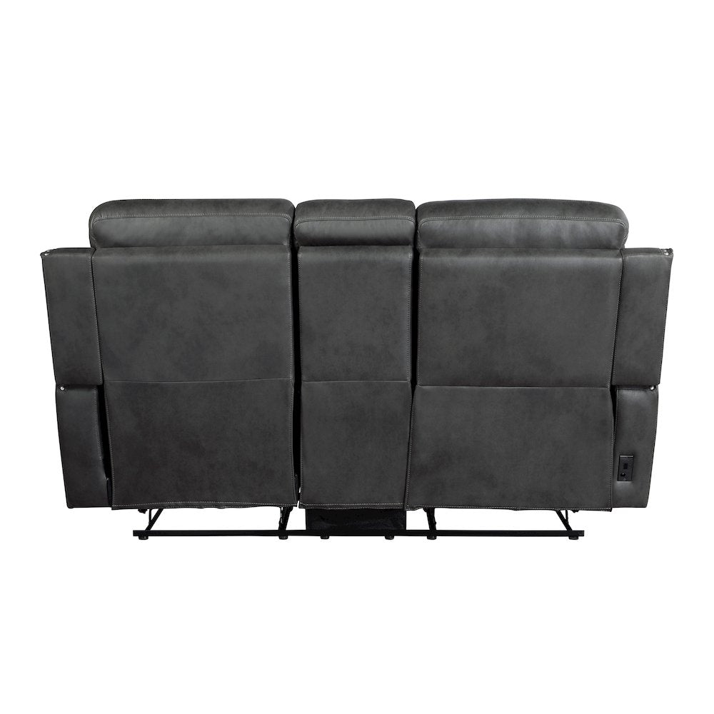 Kellen Microfiber Power Double Reclining Love Seat in Smoky Gray