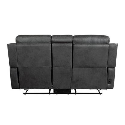 Kellen Microfiber Power Double Reclining Love Seat in Smoky Gray