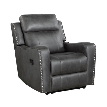 Kellen Microfiber Reclining Chair in Smoky Gray