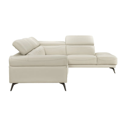 Giselle Leather 2-Piece Sectional with Right Side Chaise in Beige