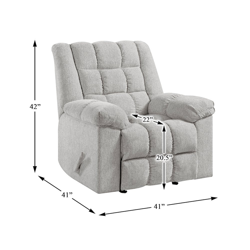 Baldwin Chenille Rocker Reclining Chair in Light Gray