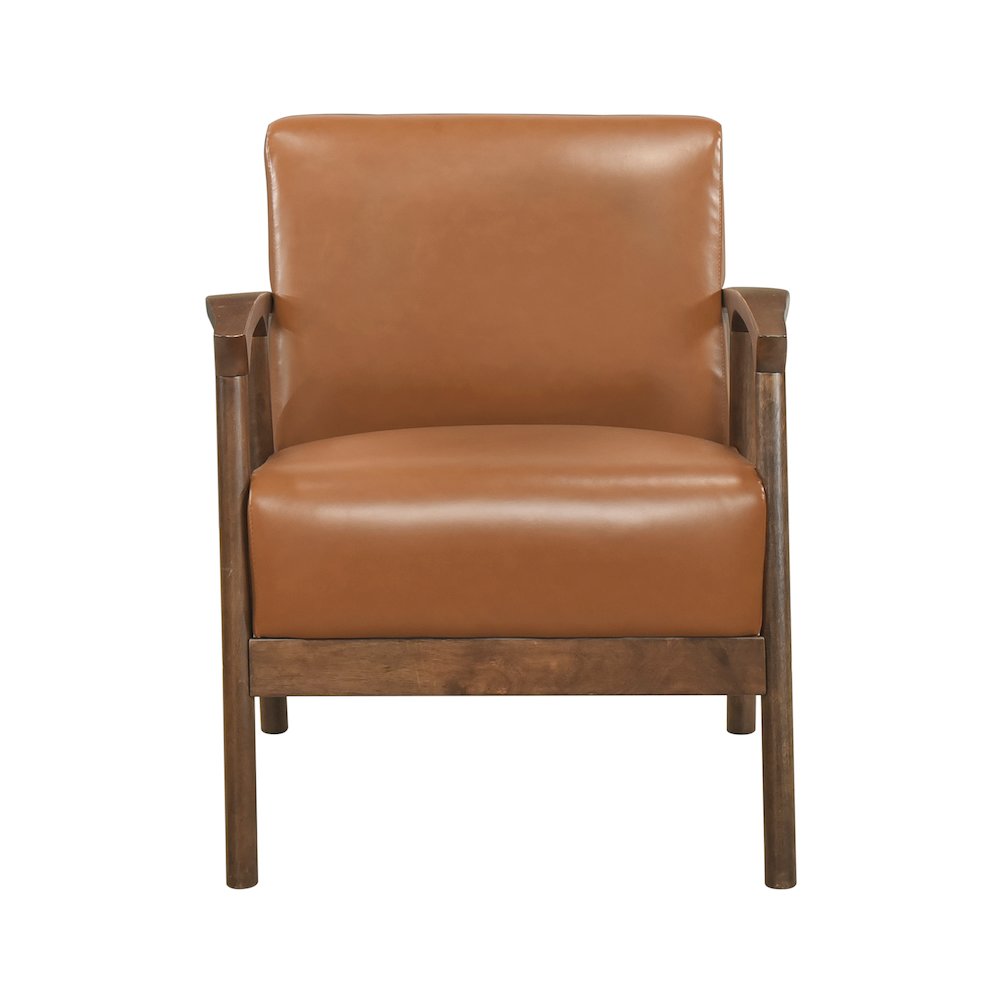 Eli Faux Leather Accent Chair in Brown