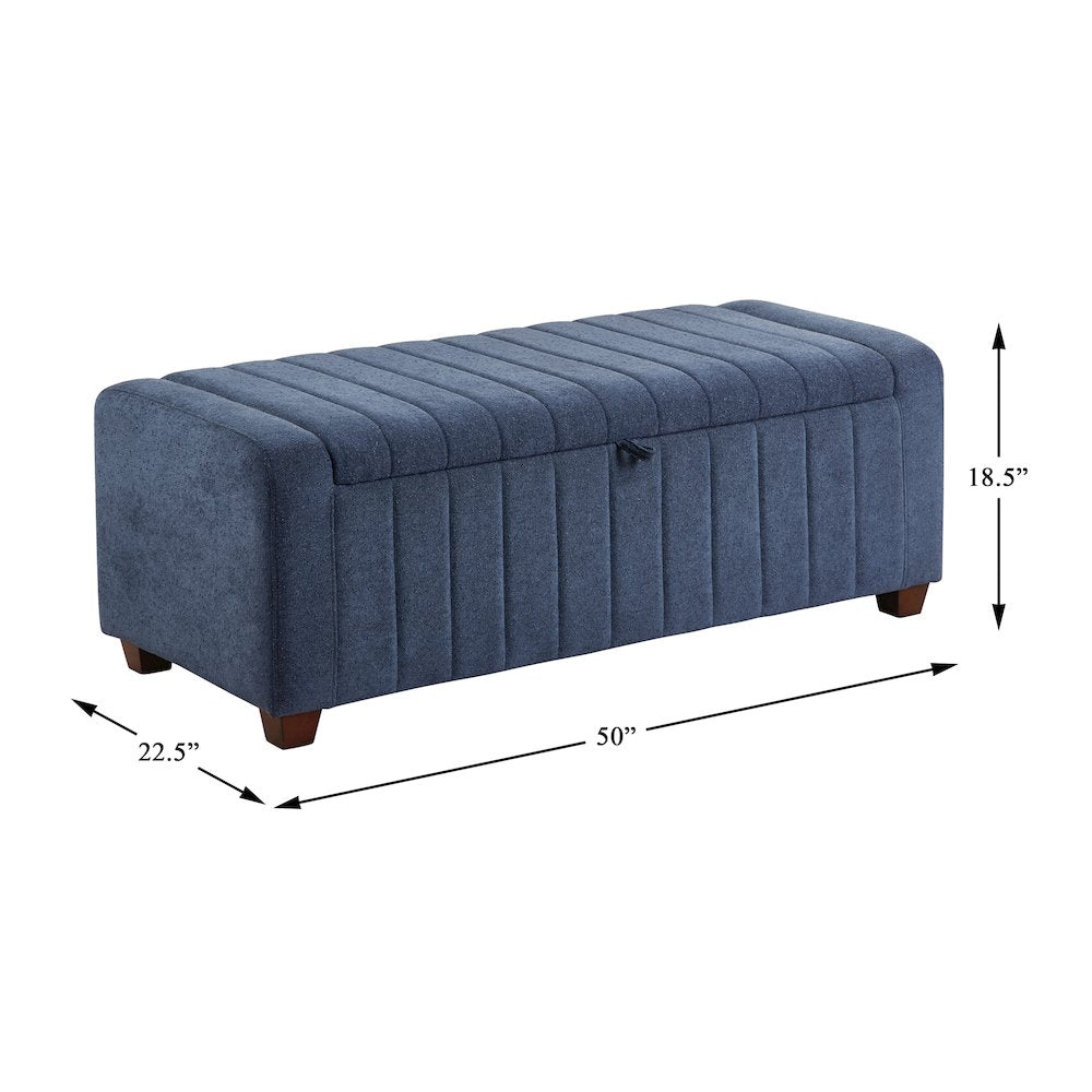Derby Boucle Lift Top Storage Bench in Blue