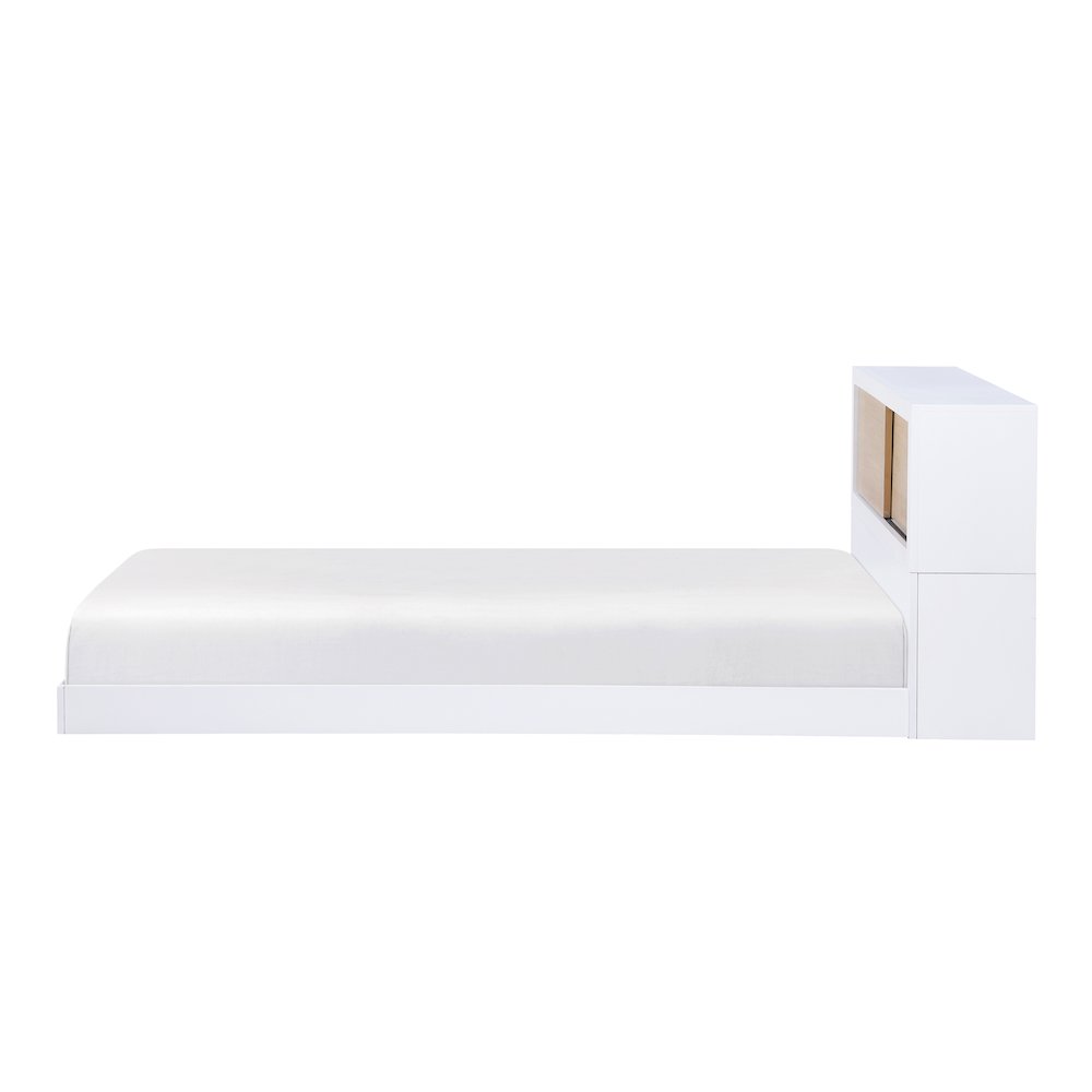 Asker Asian Hardwood Twin Bookcase Bed in 2-Tone (White and Natural)