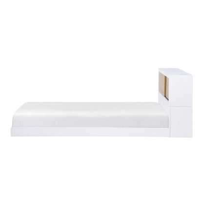 Asker Asian Hardwood Twin Bookcase Bed in 2-Tone (White and Natural)