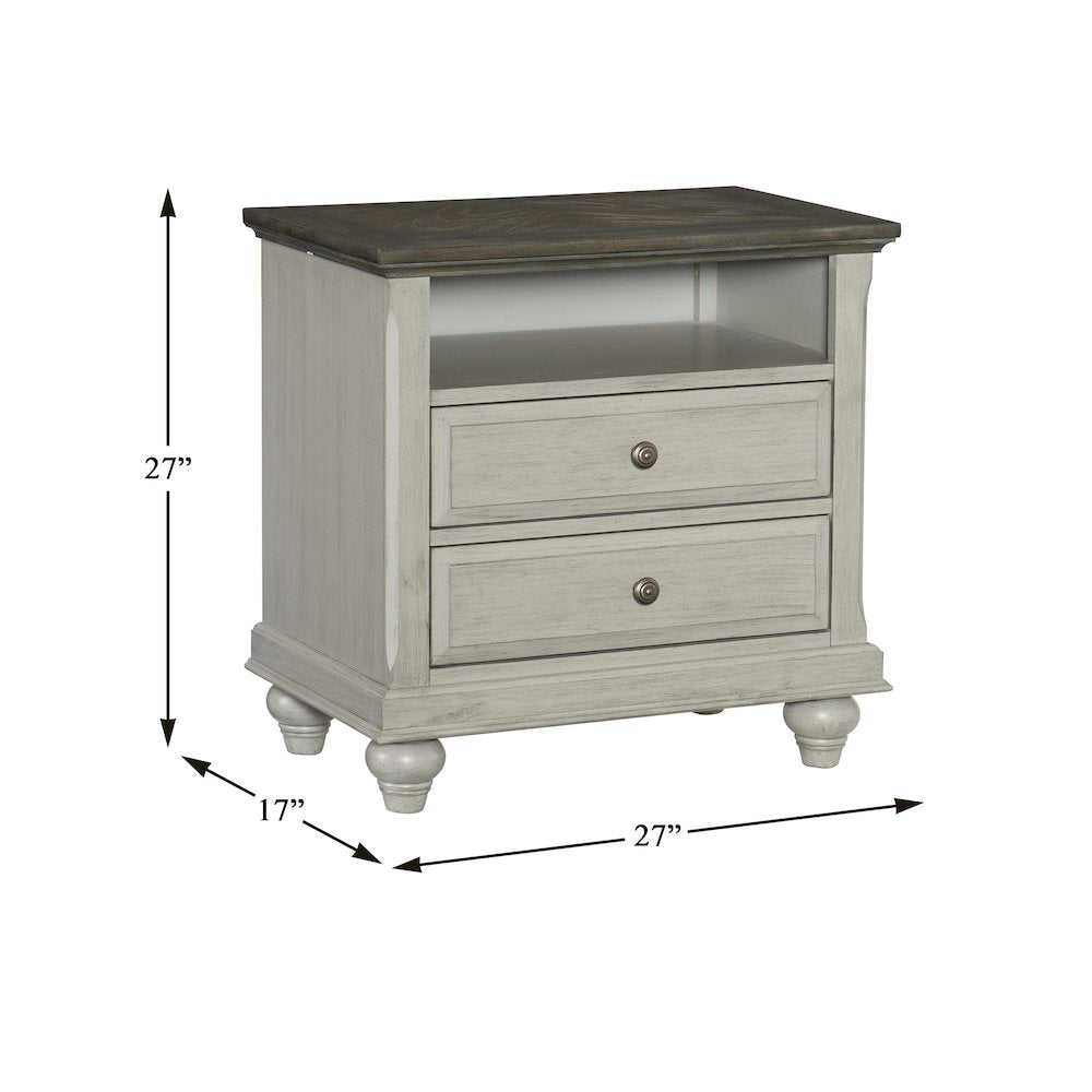 Mossbrook Pine Nightstand in 2-Tone Finish: Dark Brown and Light Gray