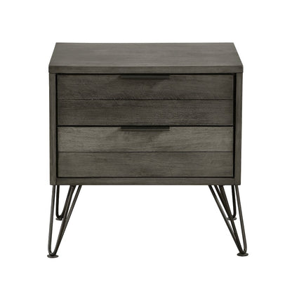Urbanite Asian Hardwood Nightstand in 3 Tone Gray