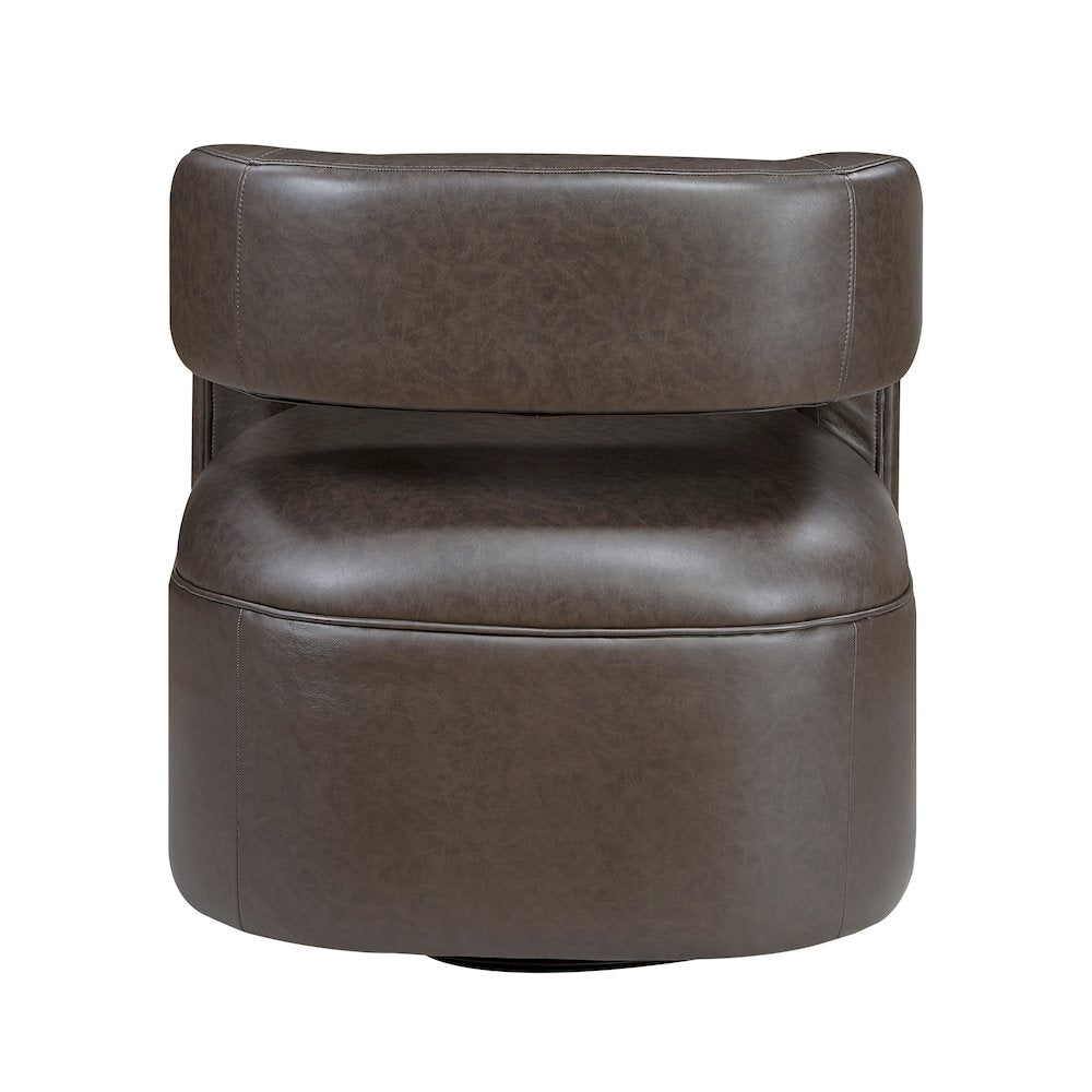 Sawyer Faux Leather Swivel Chair in Dark Coffee