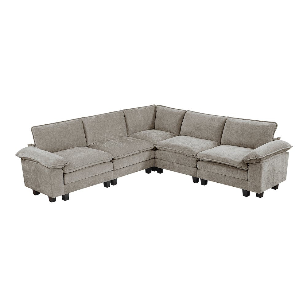 Dublin Chenille 5-Piece Modular Sectional in Dark Pewter