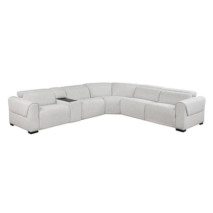 McPherson Chenille 6-Piece Modular Power Reclining Sectional in Cloud