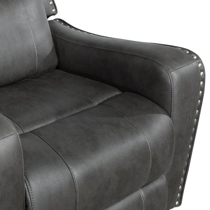 Kellen Microfiber Power Double Reclining Love Seat in Smoky Gray