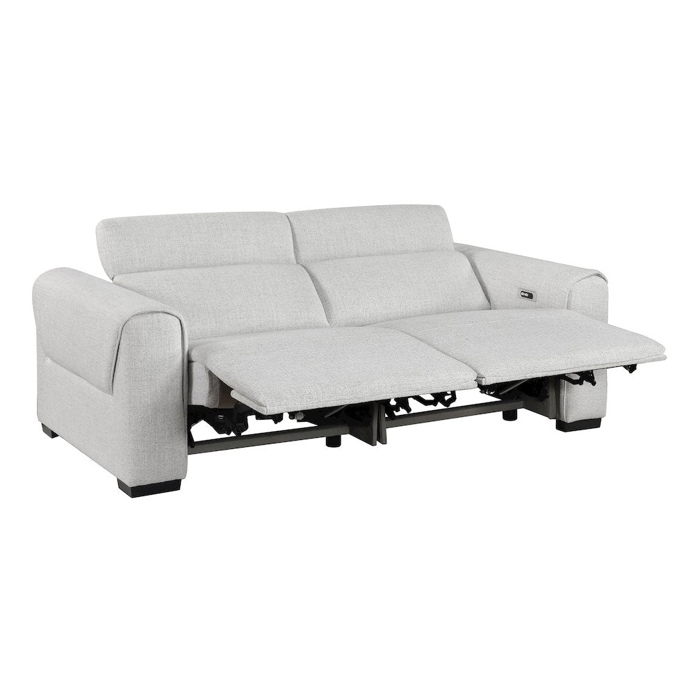 McPherson Chenille Power Double Reclining Love Seat in Cloud