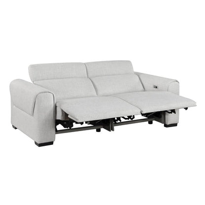 McPherson Chenille Power Double Reclining Love Seat in Cloud