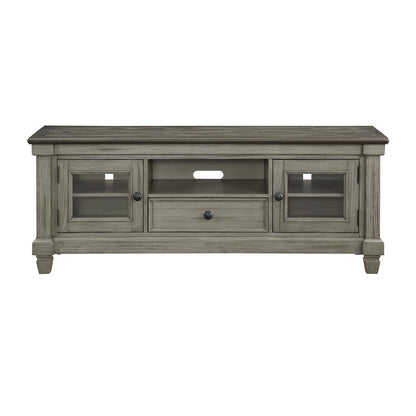 Granby Pine TV Stand in 2-Tone Finish: Coffee and Antique Gray