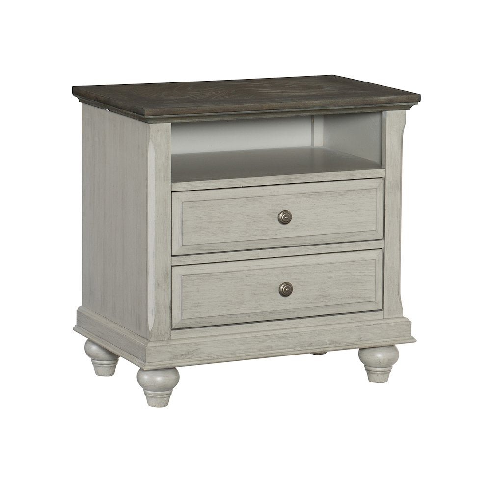 Mossbrook Pine Nightstand in 2-Tone Finish: Dark Brown and Light Gray