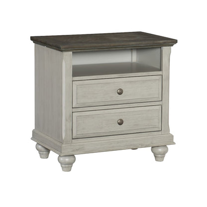 Mossbrook Pine Nightstand in 2-Tone Finish: Dark Brown and Light Gray