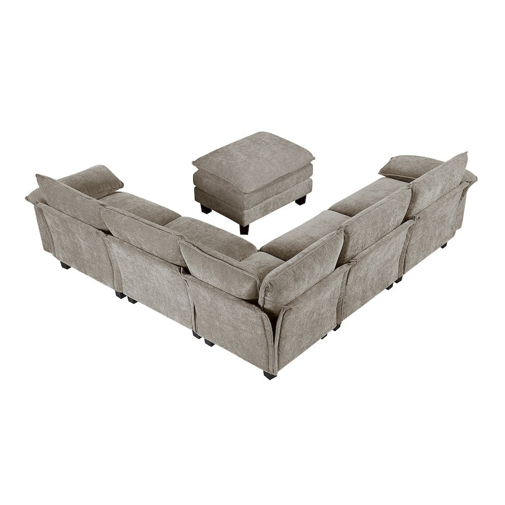 Dublin Chenille 6-Piece Modular Sectional with Ottoman in Dark Pewter