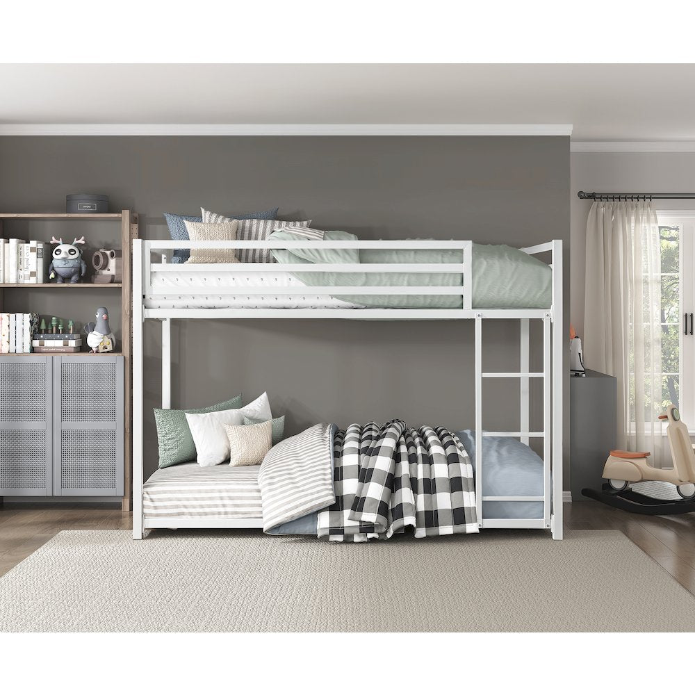 Jovie Metal Twin Over Twin Metal Bunk Bed in White