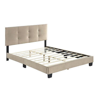 Newberry Velvet Full Platform Bed in Light Brown