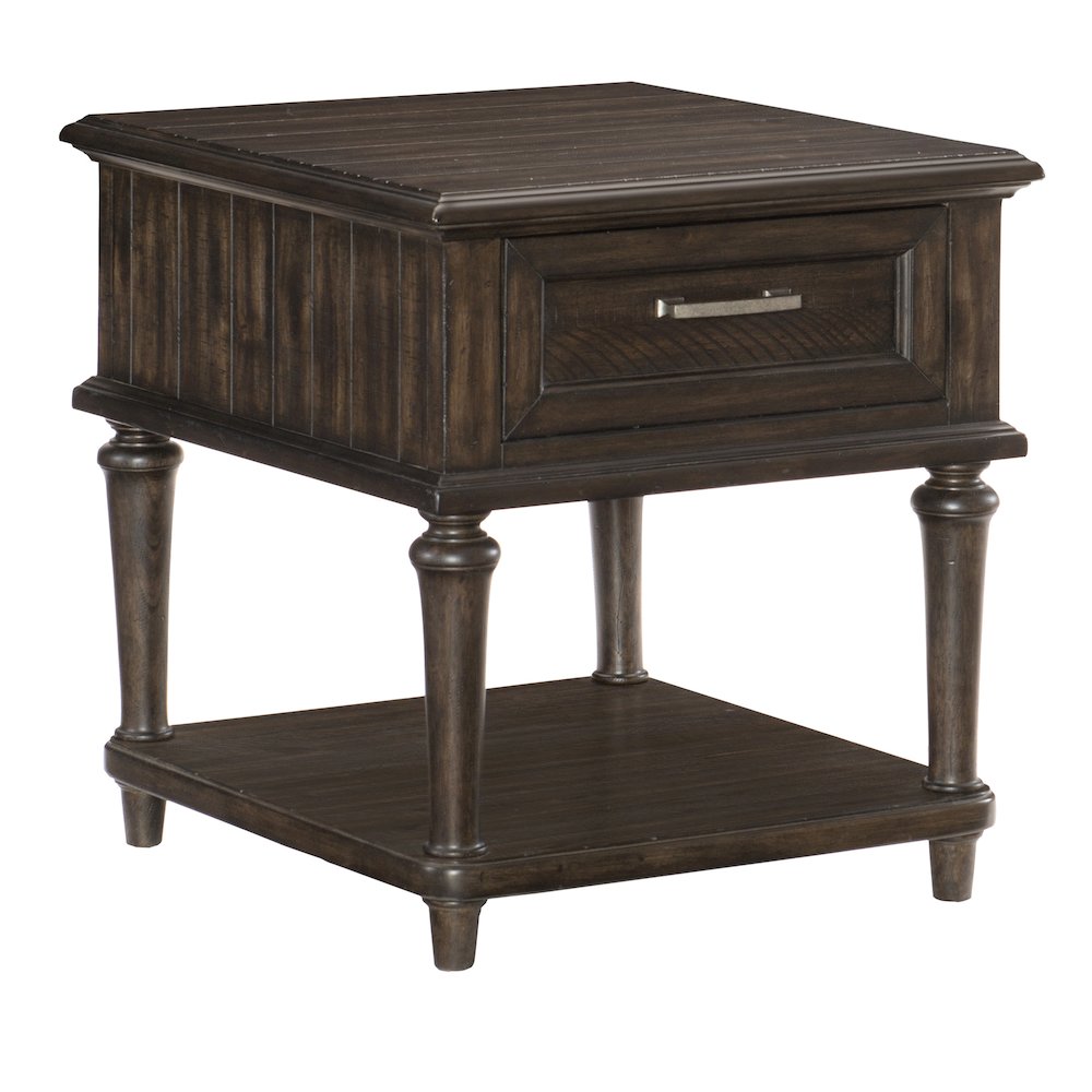 Cardano Asian Hardwood End Table with drawers  in Driftwood Charcoal