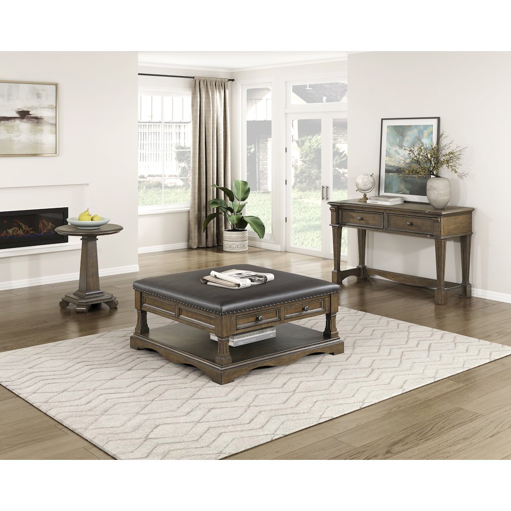 Rochester Asian Hardwood Cocktail Table in Brown