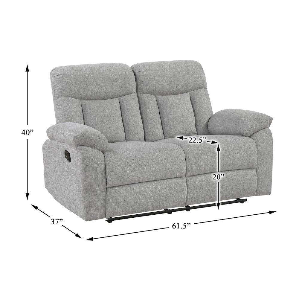 Jules Chenille 2pc Set: Sofa, Love in Gray