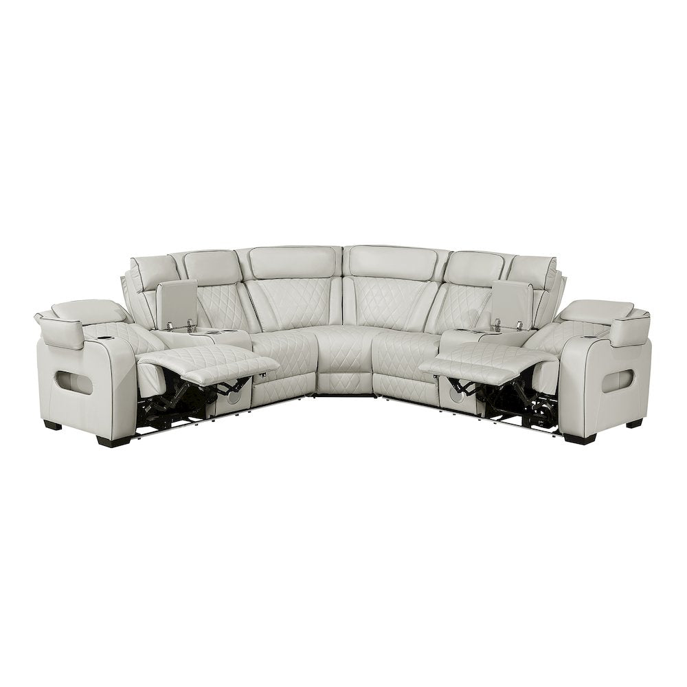 Fairway Faux Leather 3-Piece Power Reclining Sectional in Taupe