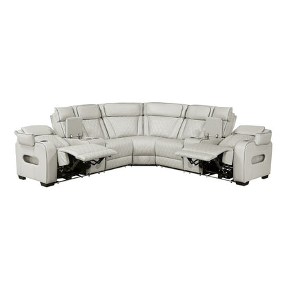 Fairway Faux Leather 3-Piece Power Reclining Sectional in Taupe