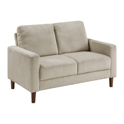 Crandall Corduroy 2pc Set: Sofa, Loveseat in Taupe