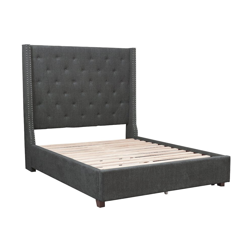 Fairborn Solid Wood California King Bed with Storage Footboard in Gray